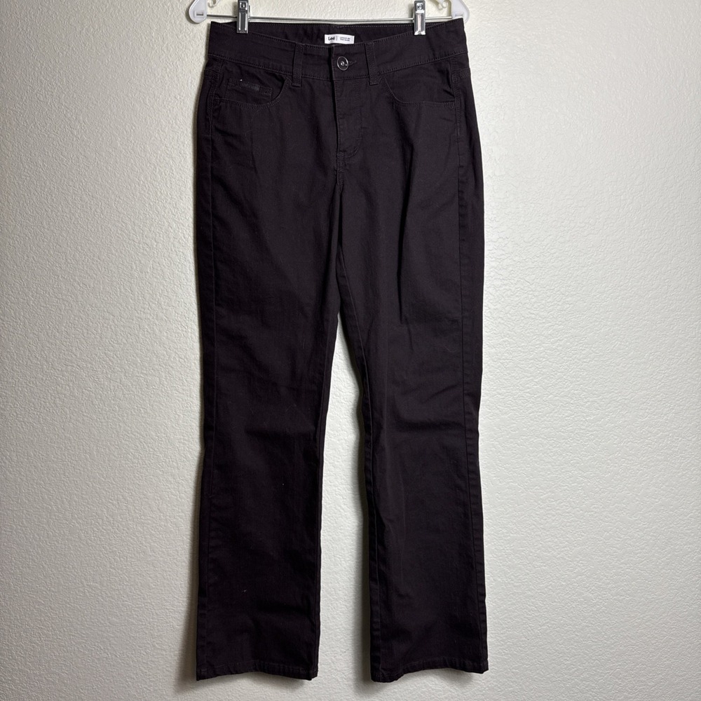 Lee Pants Womens 6M Black Lower on the Waist Straight Leg Stretch Twill Trousers